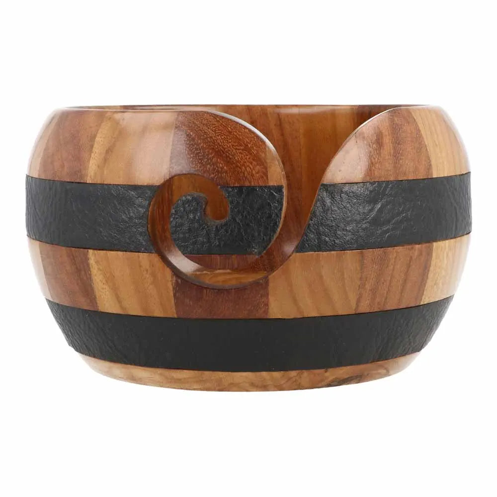Scheepjes Yarn Bowl Teakholz-Rosenholz-Leder 15x9cm