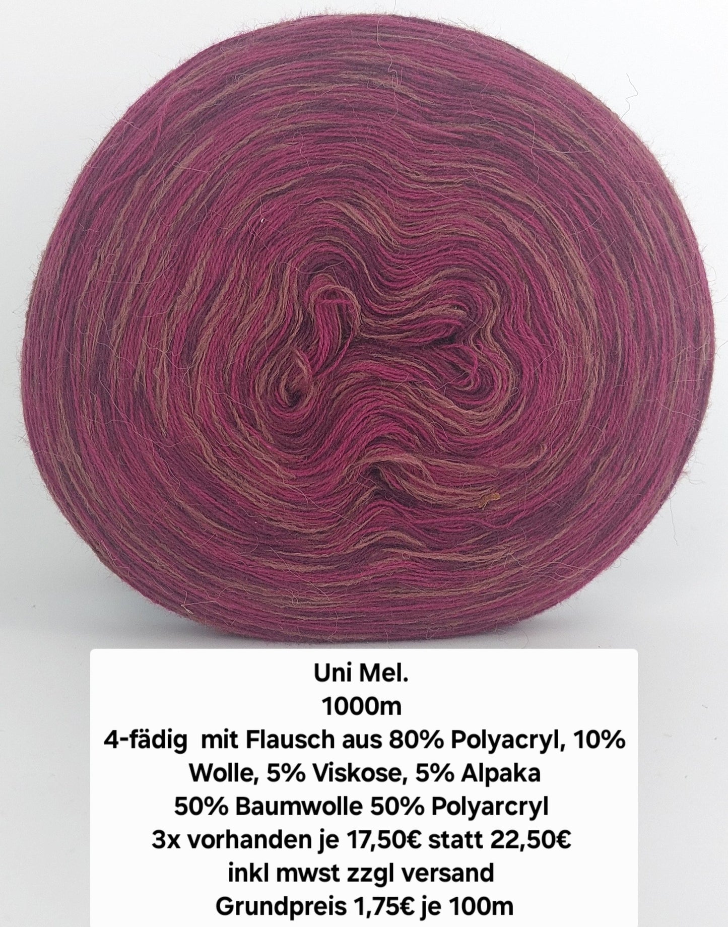 Uni mel. 1000m 4 fädig mit Flausch