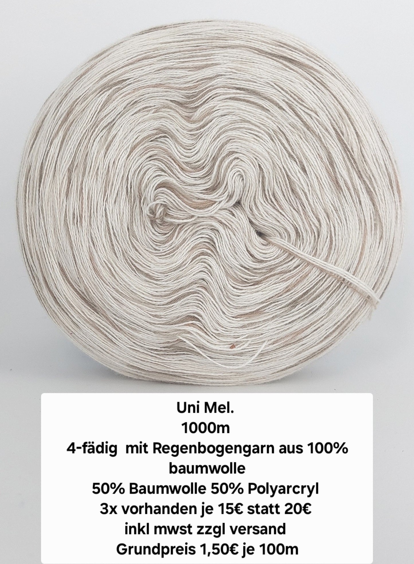 Uni mel. 1000m 4 fädig mit Regenbogengarn