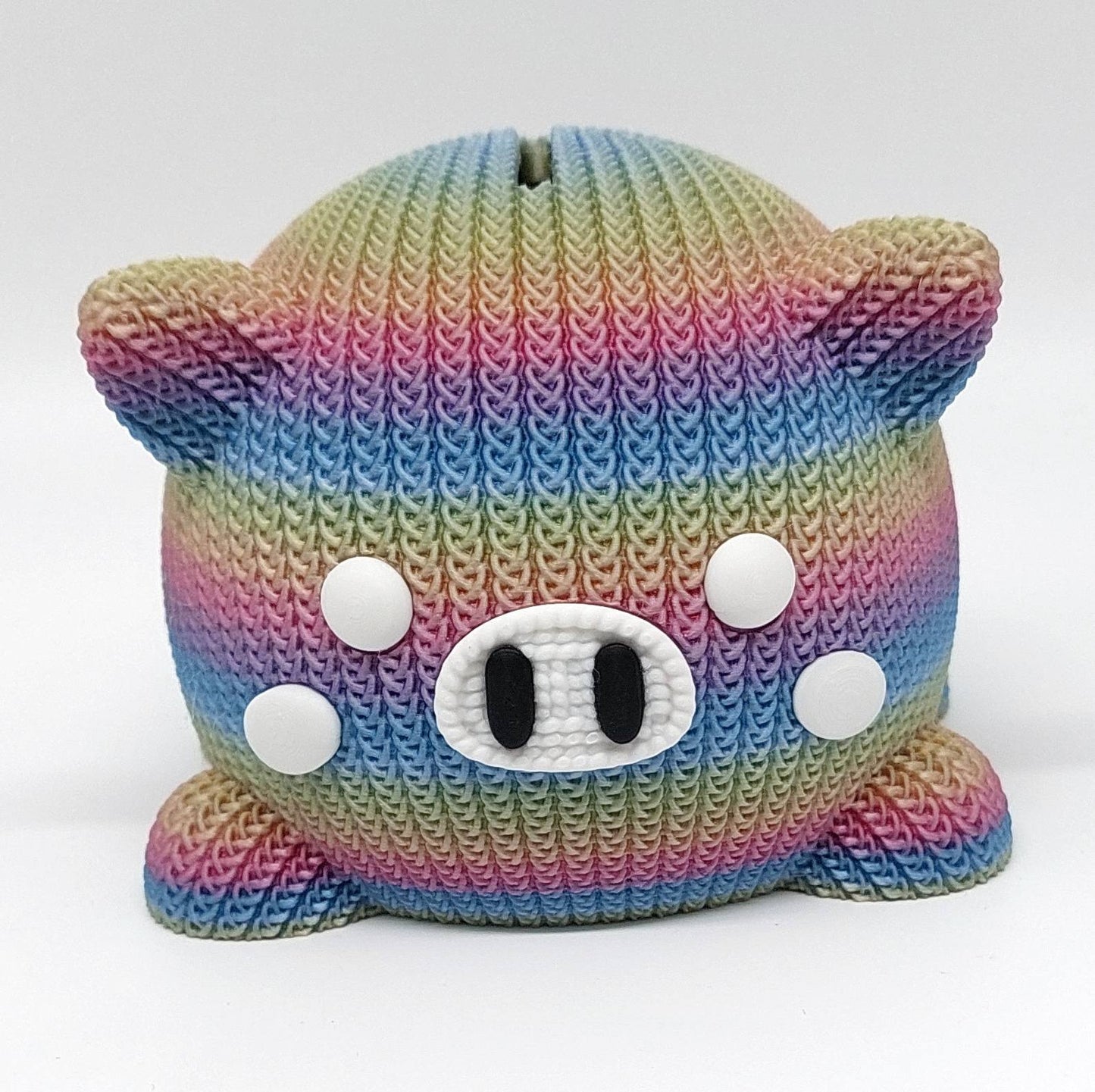 Rainbow Spardose Schwein gestrickt