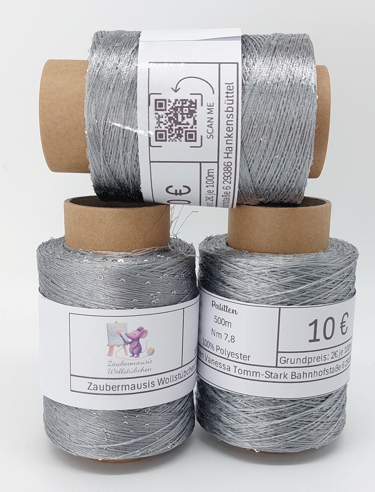 Silber Paliettengarn 500m