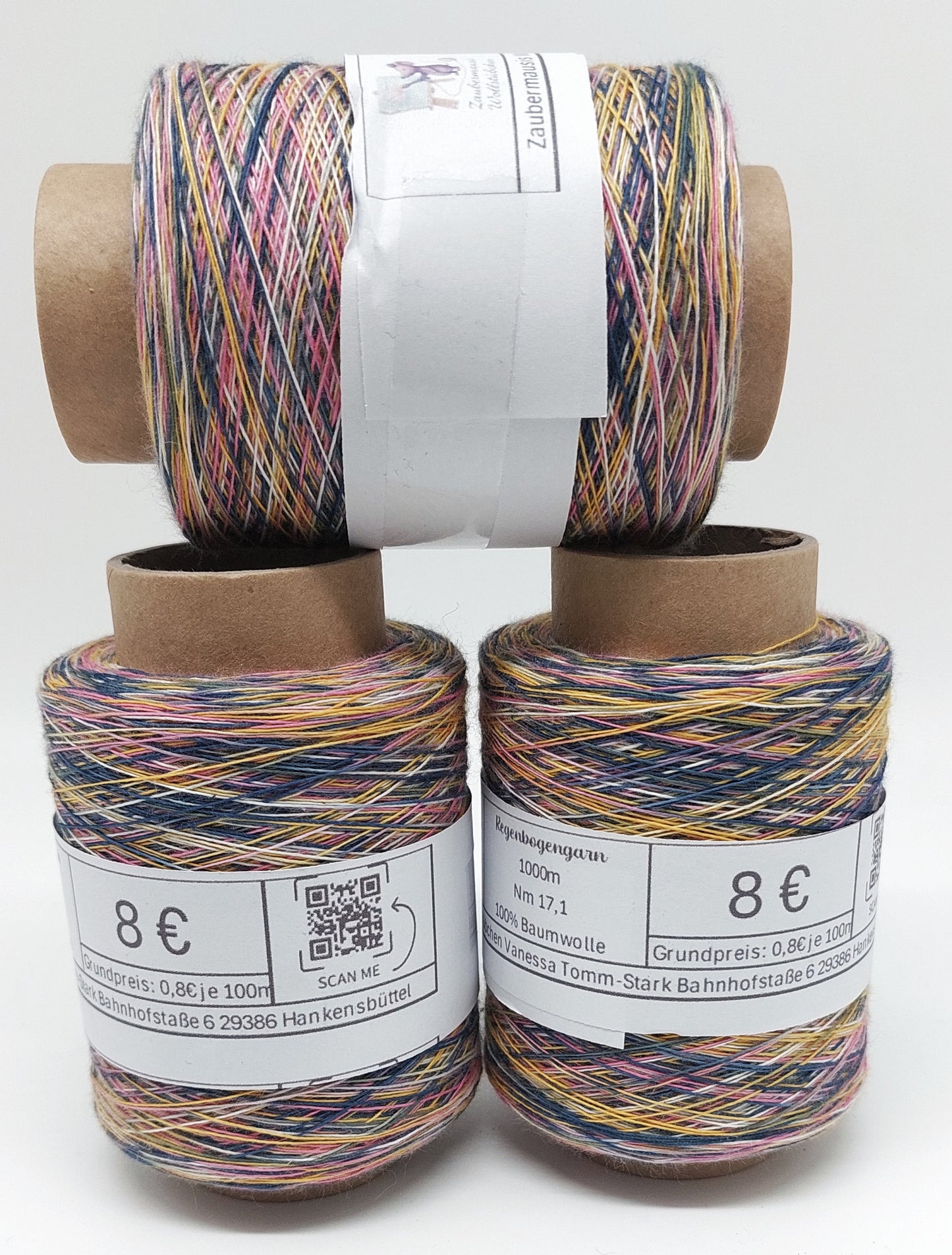 Rainbow White 100% Baumwolle Regenbogengarn 1000m