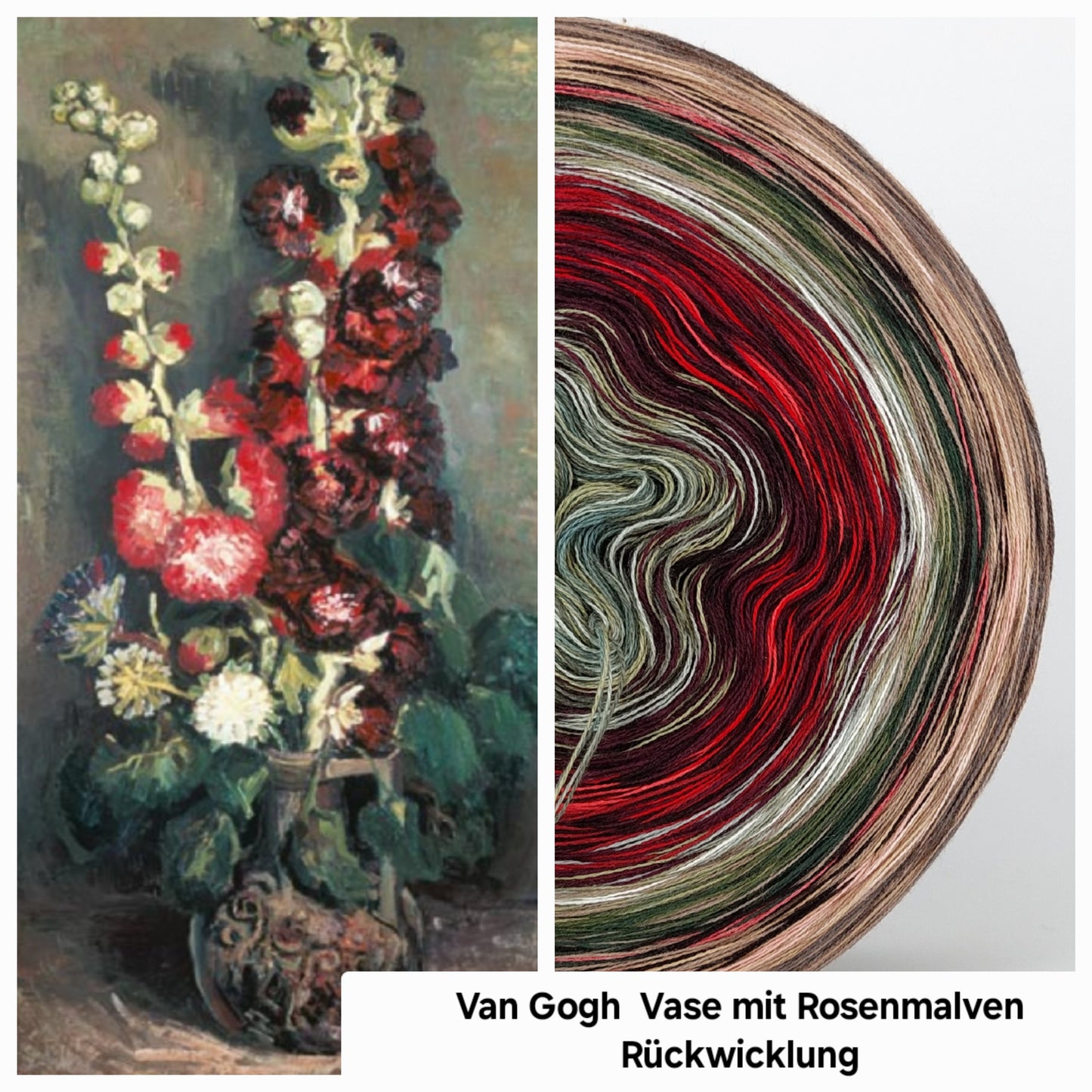 Bobbel Van Gogh Vase mit Rosenmalven