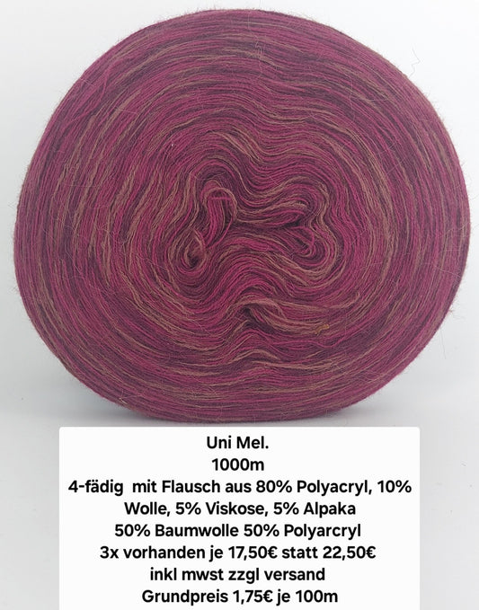 Uni mel. 1000m 4 fädig mit Flausch