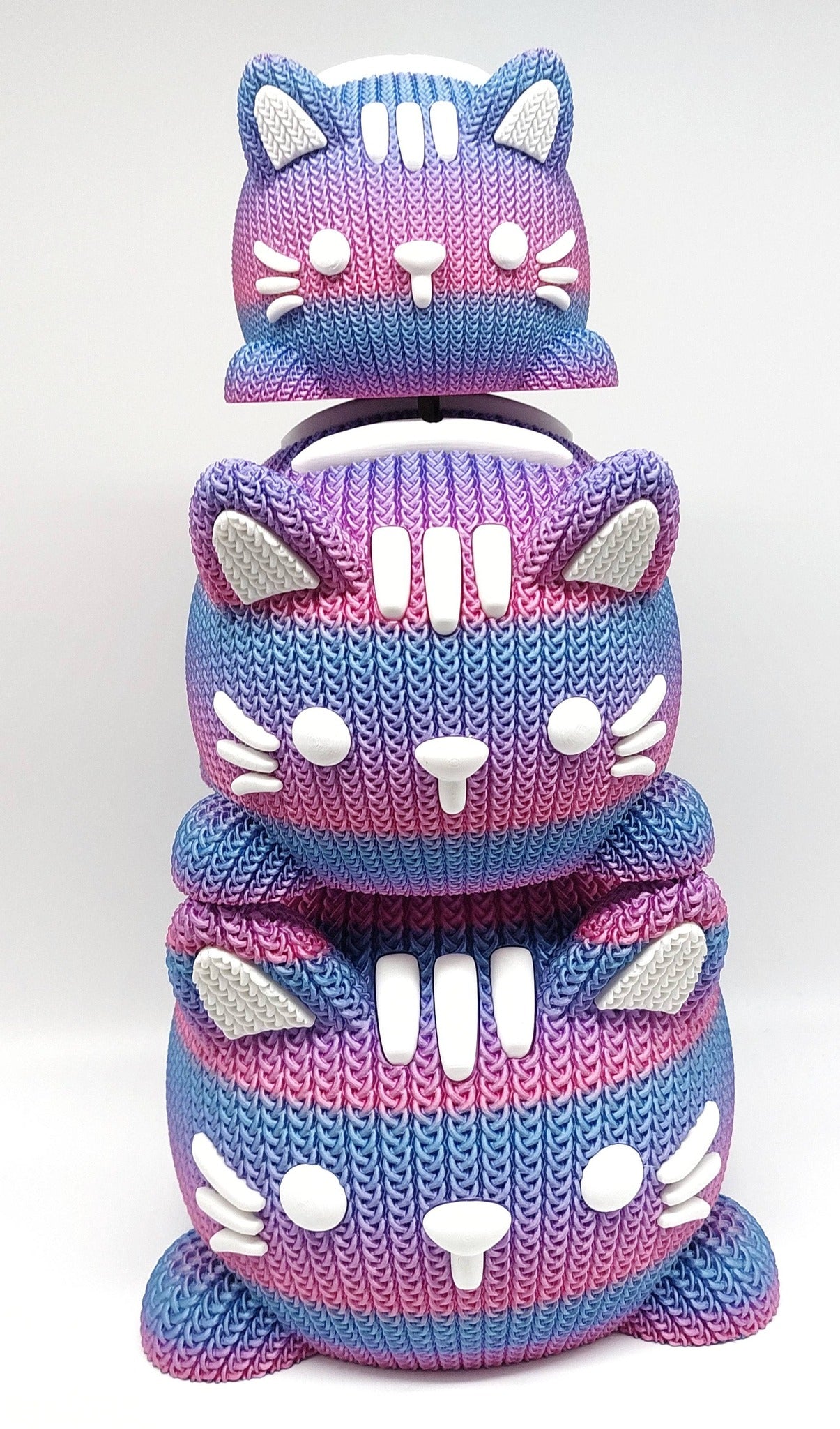 Rainbow Spardose Katze gestrickt