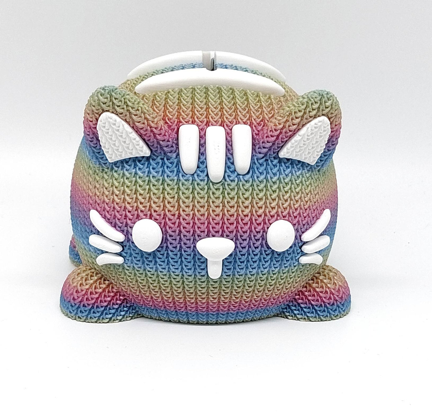 Rainbow Spardose Katze gestrickt