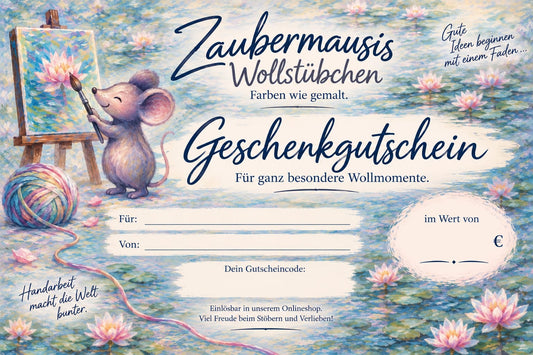 Geschenk Gutschein Zaubermausis Wollstübchen