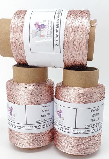 Rosa Paliettengarn 500m