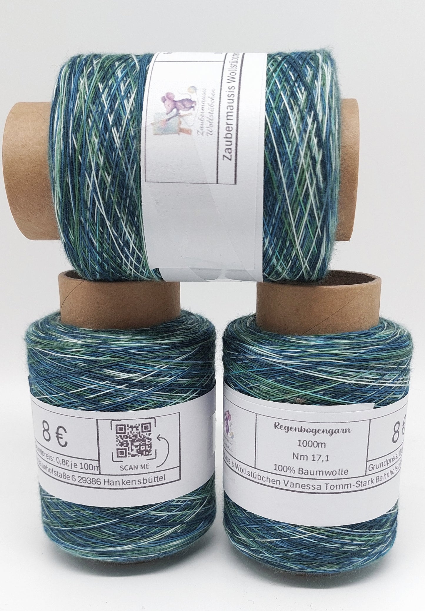 Emerald 100% Baumwolle Regenbogengarn 1000m
