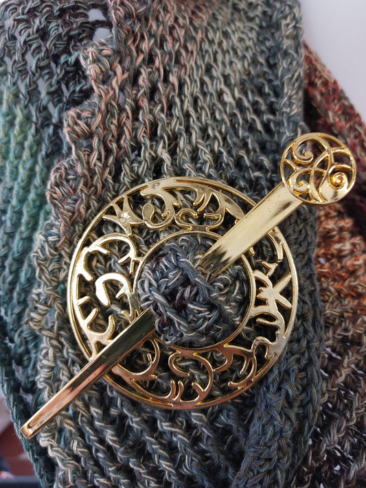Tuchbrosche Kunststoff Gold 85mm